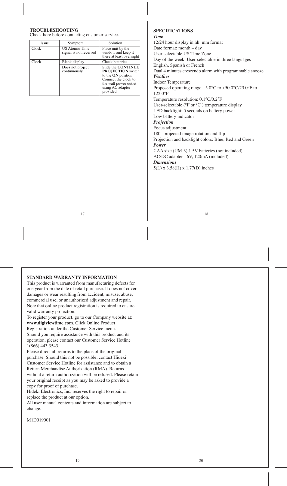 Honeywell PCR19W User Manual | Page 5 / 5