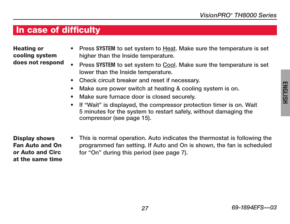 Honeywell VisionPRO  TH8000 Series User Manual | Page 29 / 96