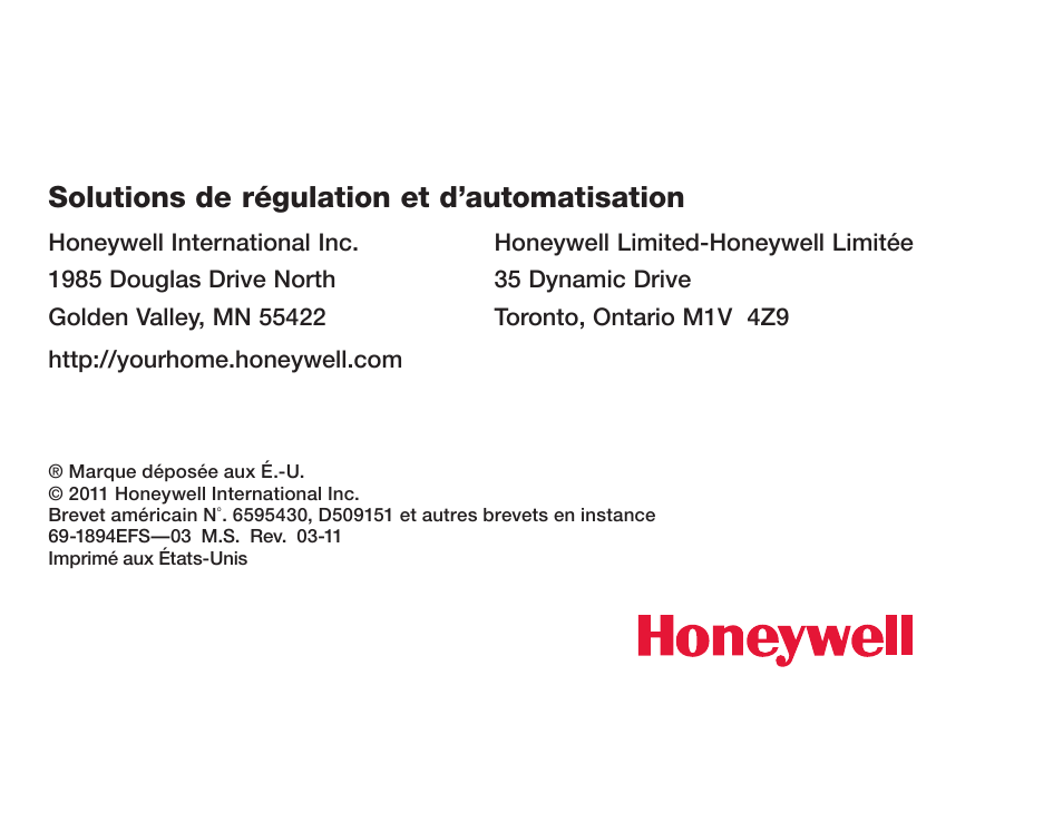 Solutions de régulation et d’automatisation | Honeywell VisionPRO  TH8000 Series User Manual | Page 64 / 96