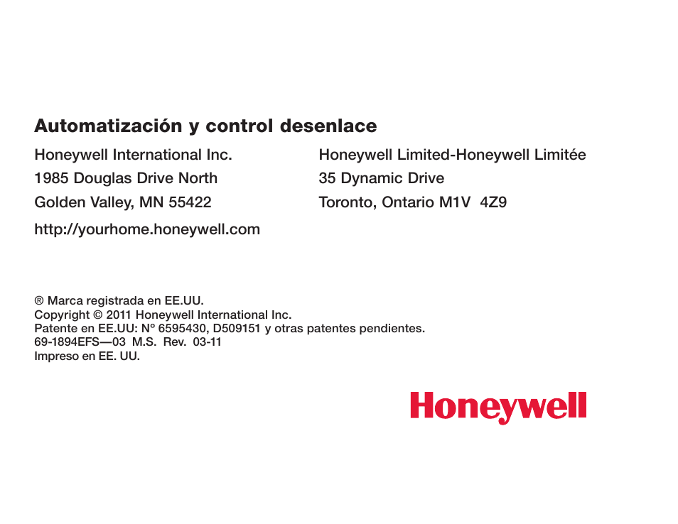 Automatización y control desenlace | Honeywell VisionPRO  TH8000 Series User Manual | Page 96 / 96