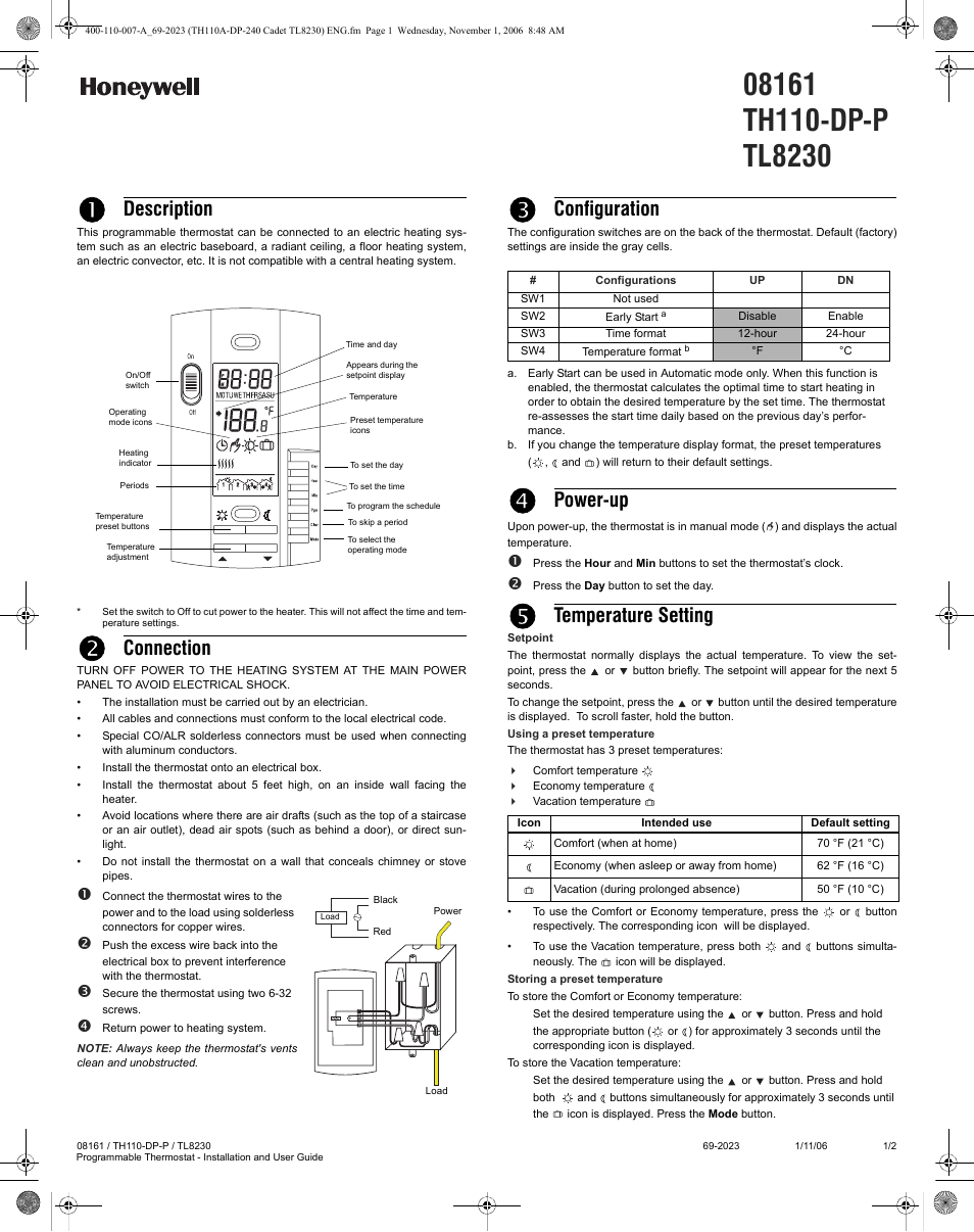 Honeywell 8161 User Manual | 2 pages