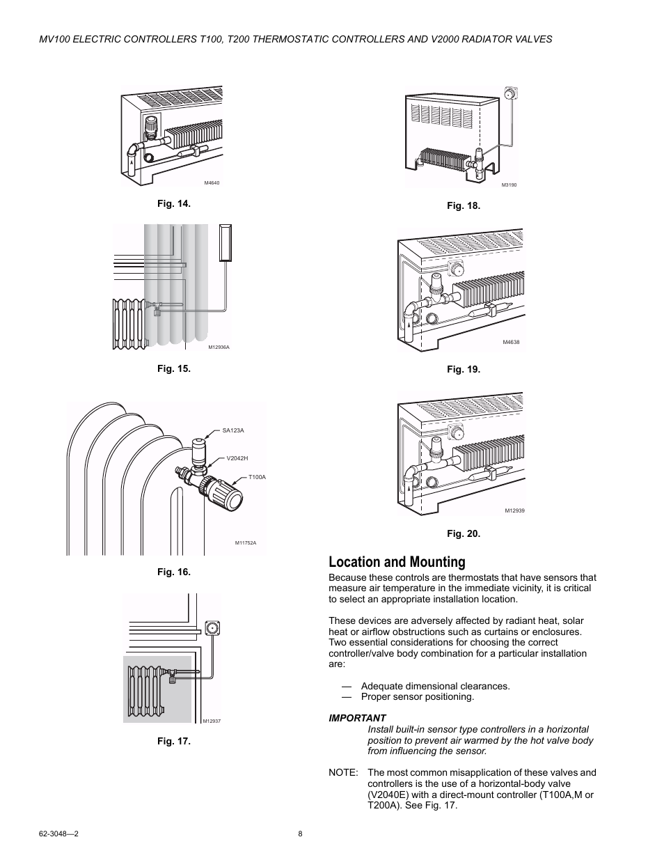 Location and mounting | Honeywell T200 User Manual | Page 8 / 16