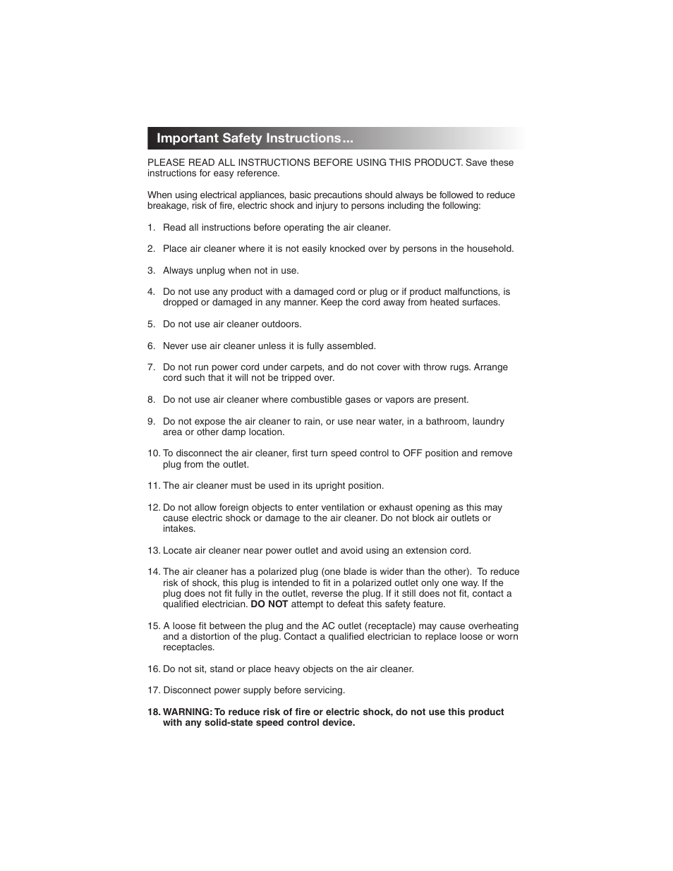 Important safety instructions | Honeywell 13350 User Manual | Page 2 / 8