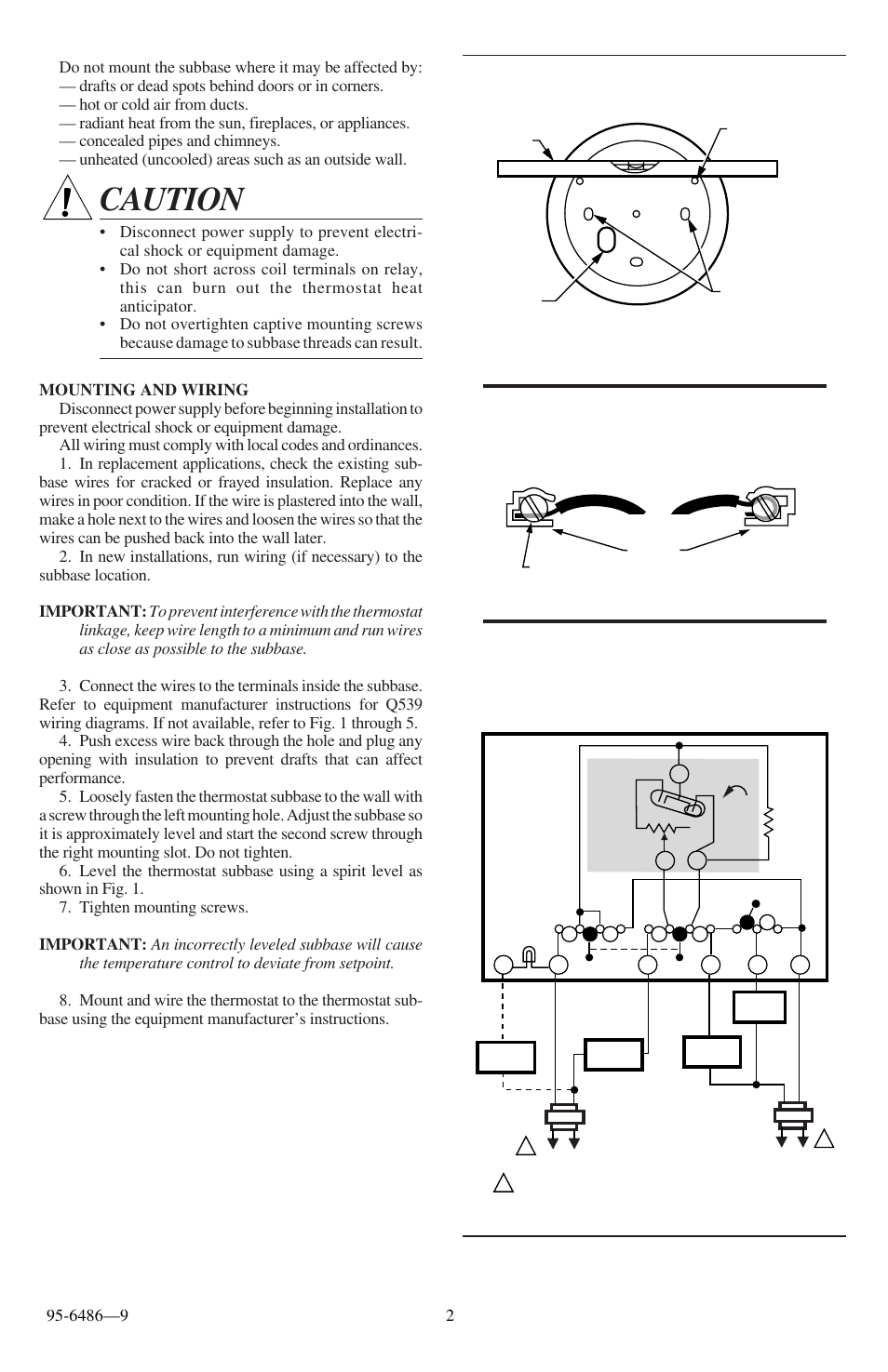 Caution | Honeywell Q539A User Manual | Page 2 / 4