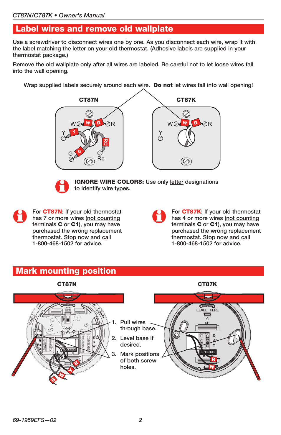 Honeywell CT87K User Manual | Page 2 / 16