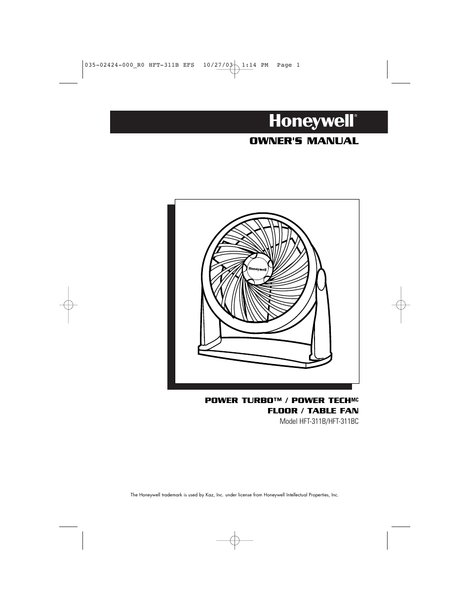 Honeywell HFT-311B User Manual | 15 pages