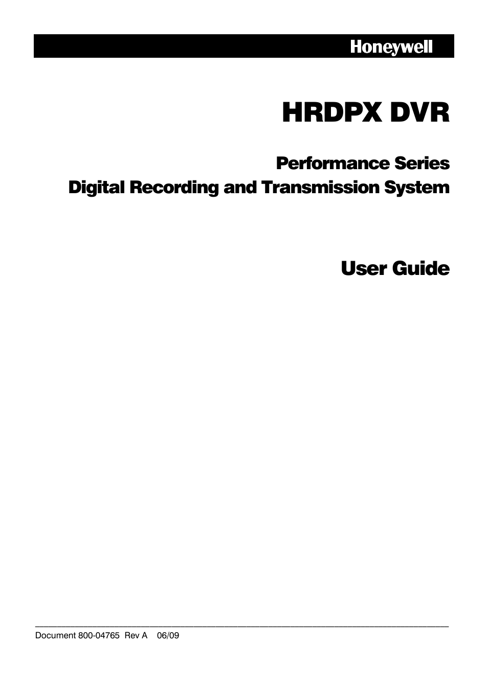 Honeywell HRDPX User Manual | 104 pages