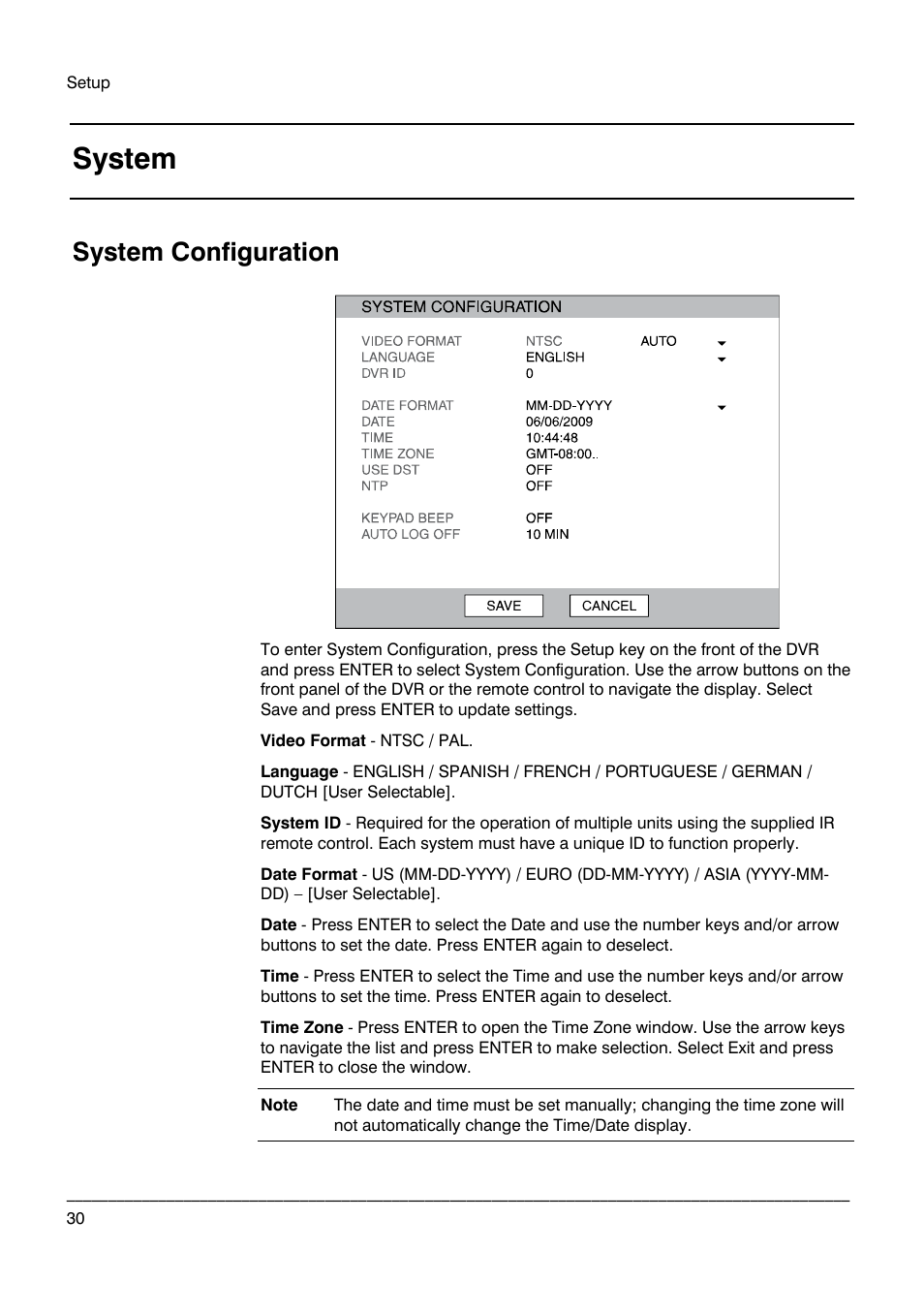 System, System configuration, System configuration section | Honeywell HRDPX User Manual | Page 30 / 104