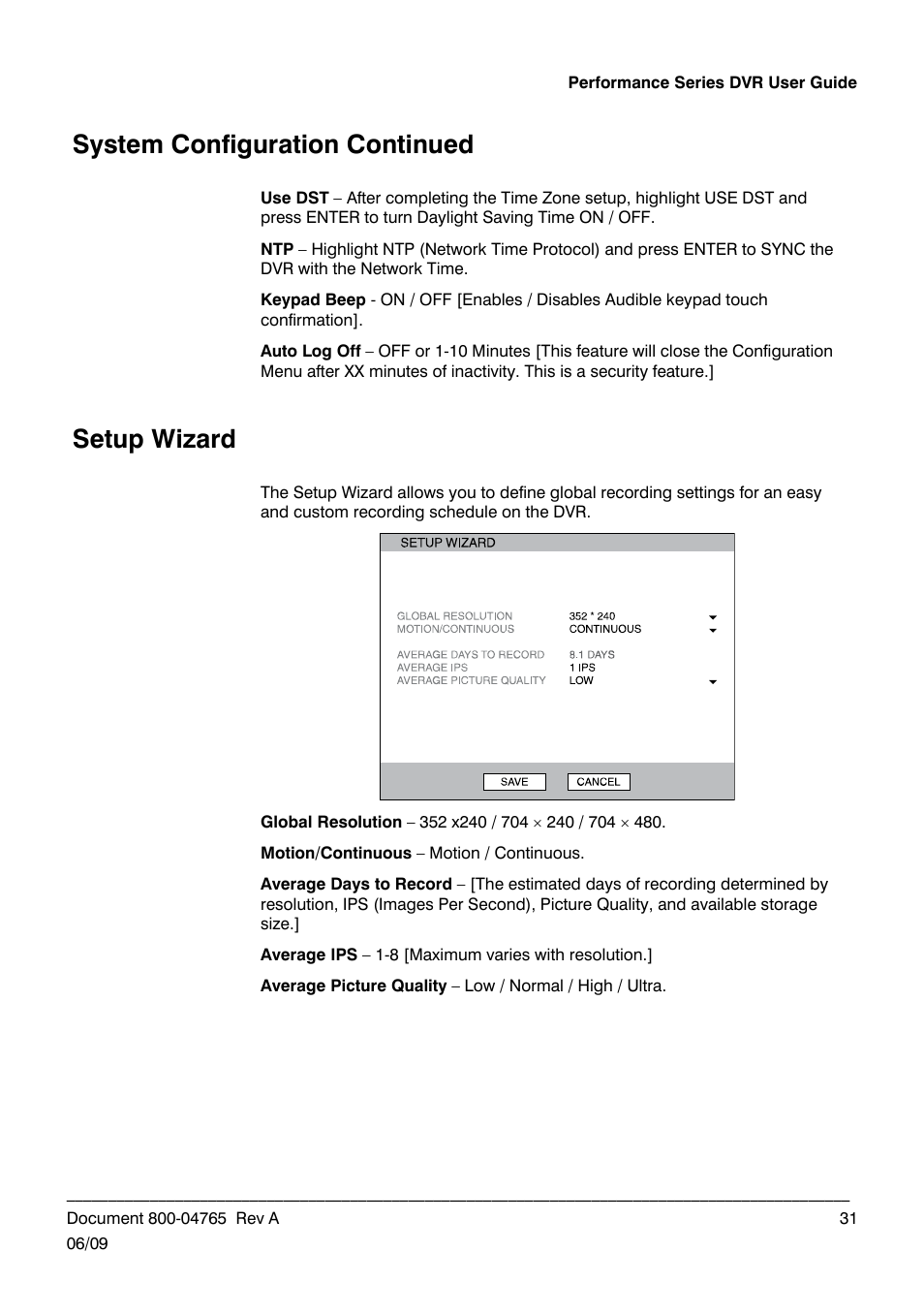 Setup wizard, System configuration continued | Honeywell HRDPX User Manual | Page 31 / 104