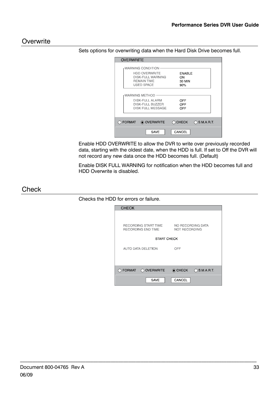 Overwrite, Check | Honeywell HRDPX User Manual | Page 33 / 104