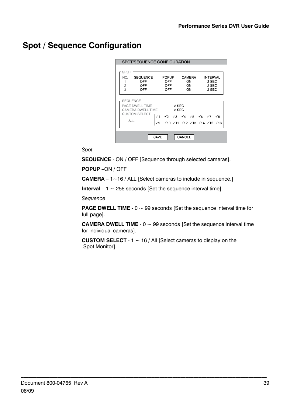 Spot / sequence configuration | Honeywell HRDPX User Manual | Page 39 / 104