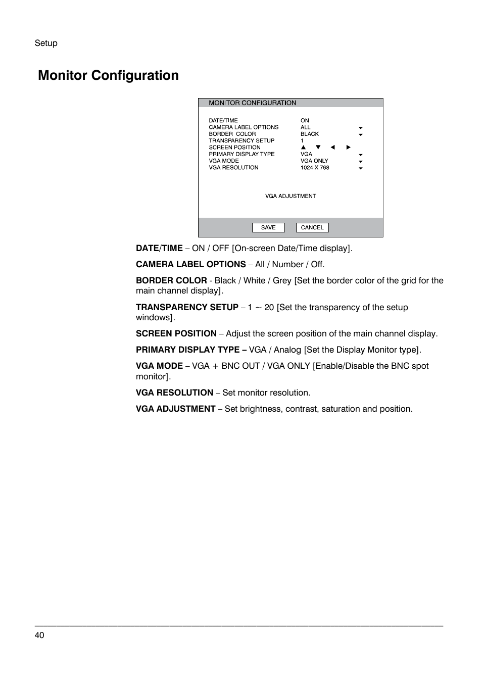 Monitor configuration | Honeywell HRDPX User Manual | Page 40 / 104