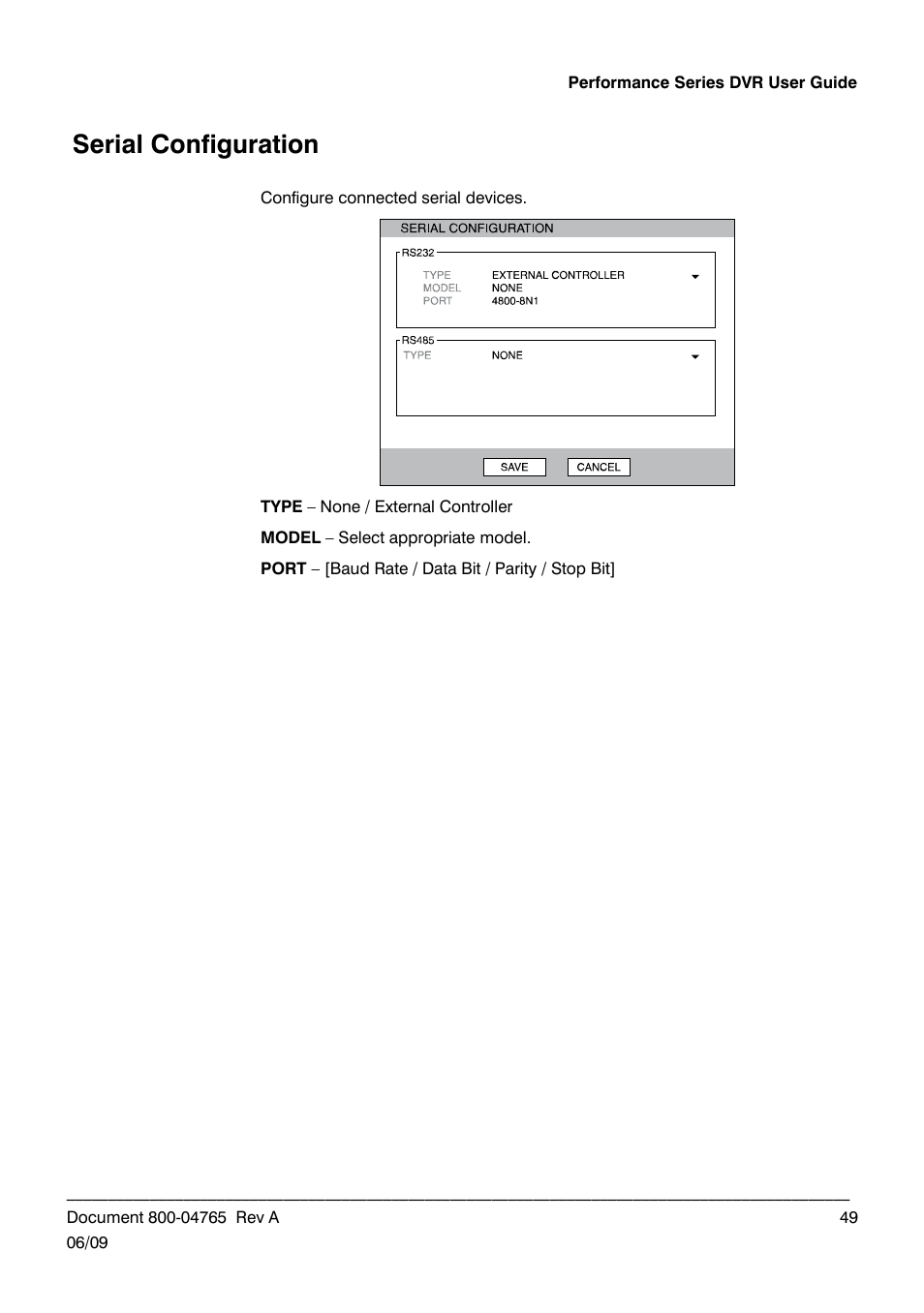 Serial configuration | Honeywell HRDPX User Manual | Page 49 / 104