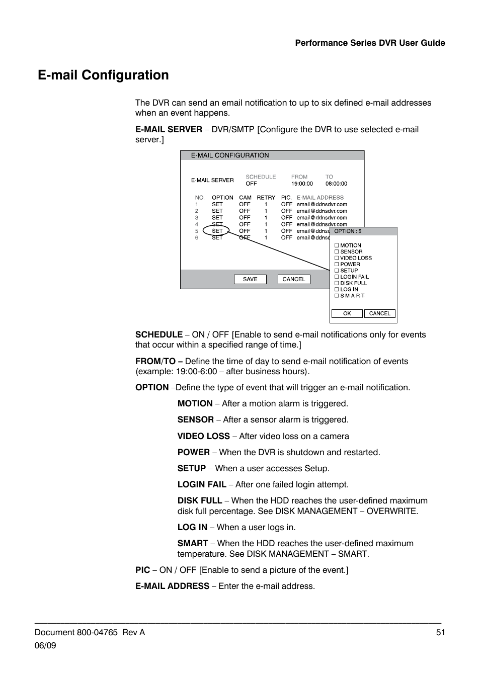 E-mail configuration | Honeywell HRDPX User Manual | Page 51 / 104