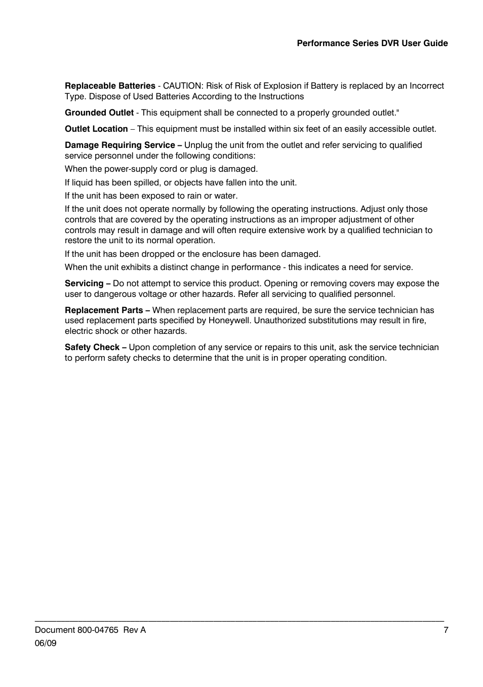 Honeywell HRDPX User Manual | Page 7 / 104