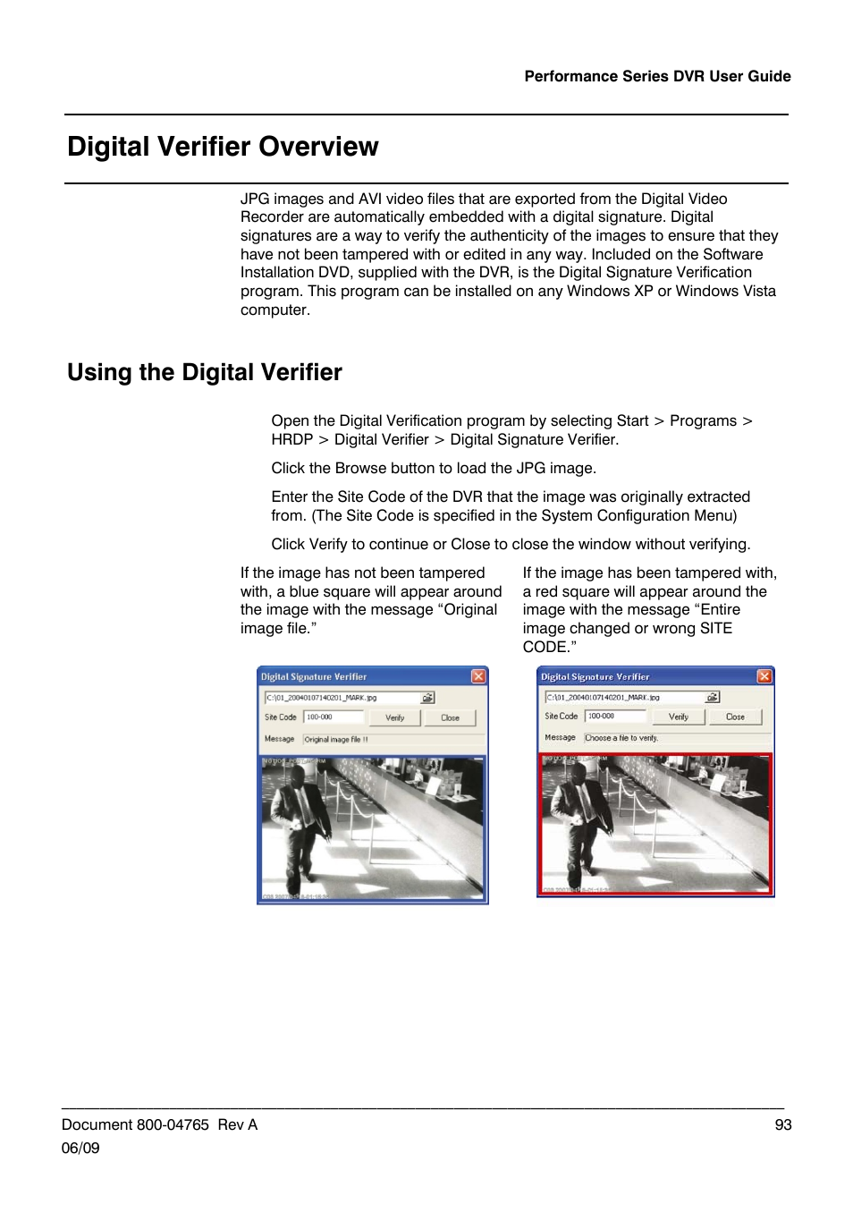 Digital verifier overview, Using the digital verifier | Honeywell HRDPX User Manual | Page 93 / 104