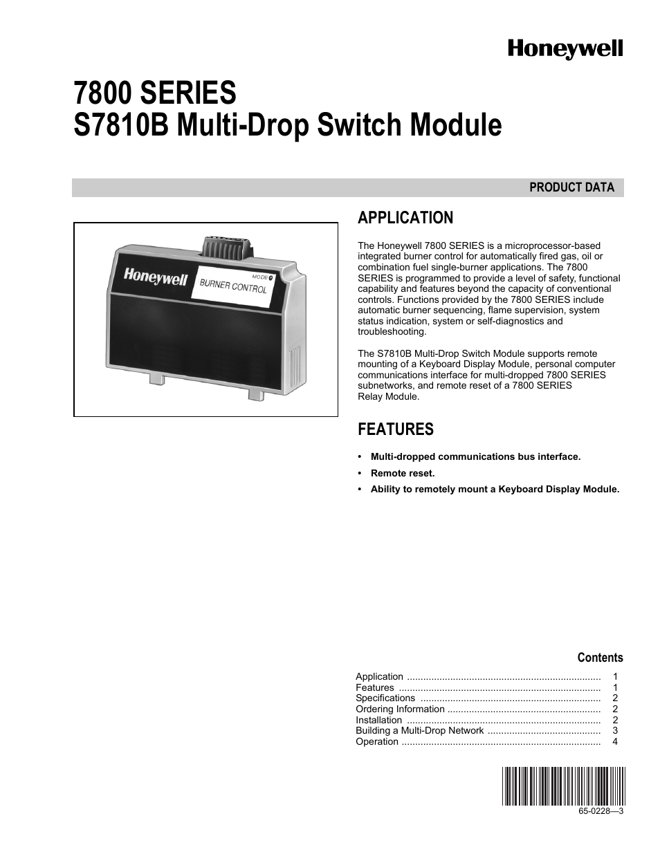 Honeywell 7800 User Manual | 8 pages