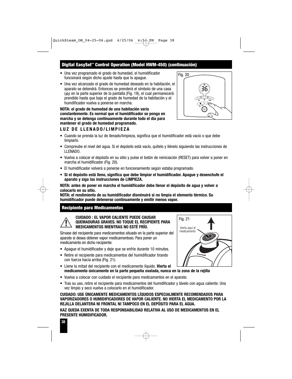 Honeywell HWM-331 User Manual | Page 38 / 44