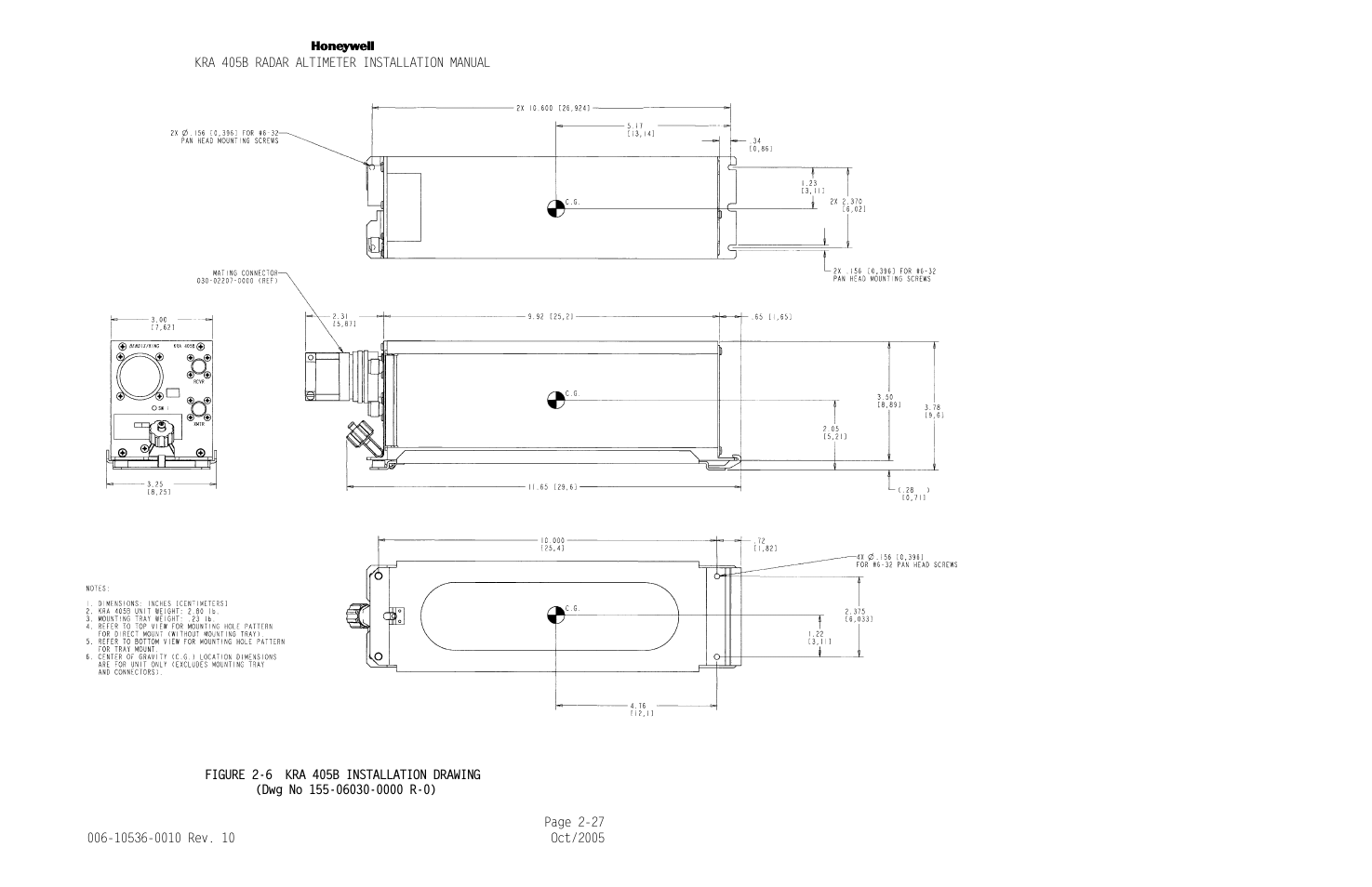 Figure 2-6, Kra 405b installation drawing -27, Figure 2-6 kra 405b installation drawing | Honeywell KA 54 User Manual | Page 52 / 77