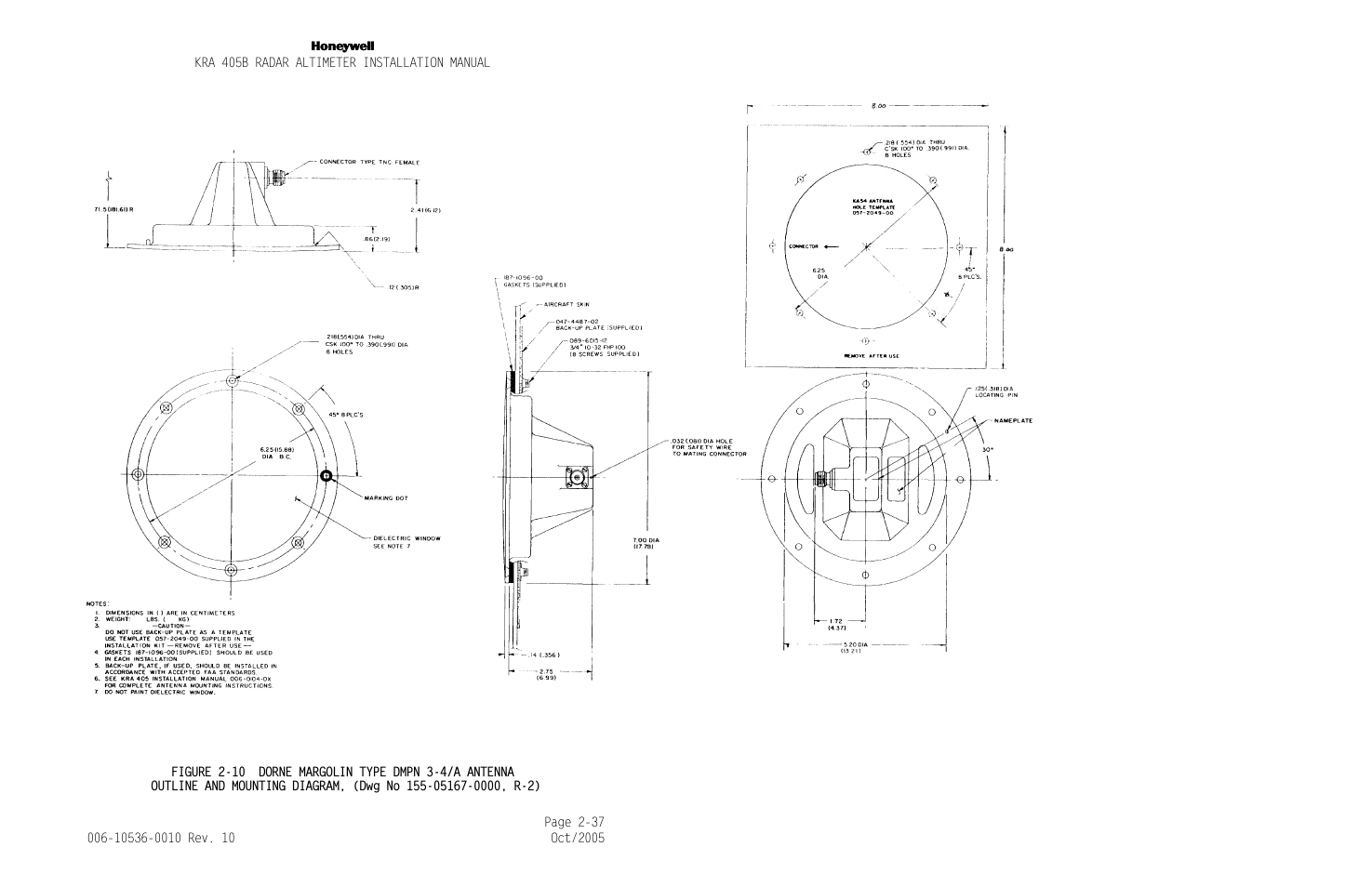 Figure 2-10, Dorne margolin type dmpn 3-4/a antenna -37 | Honeywell KA 54 User Manual | Page 57 / 77