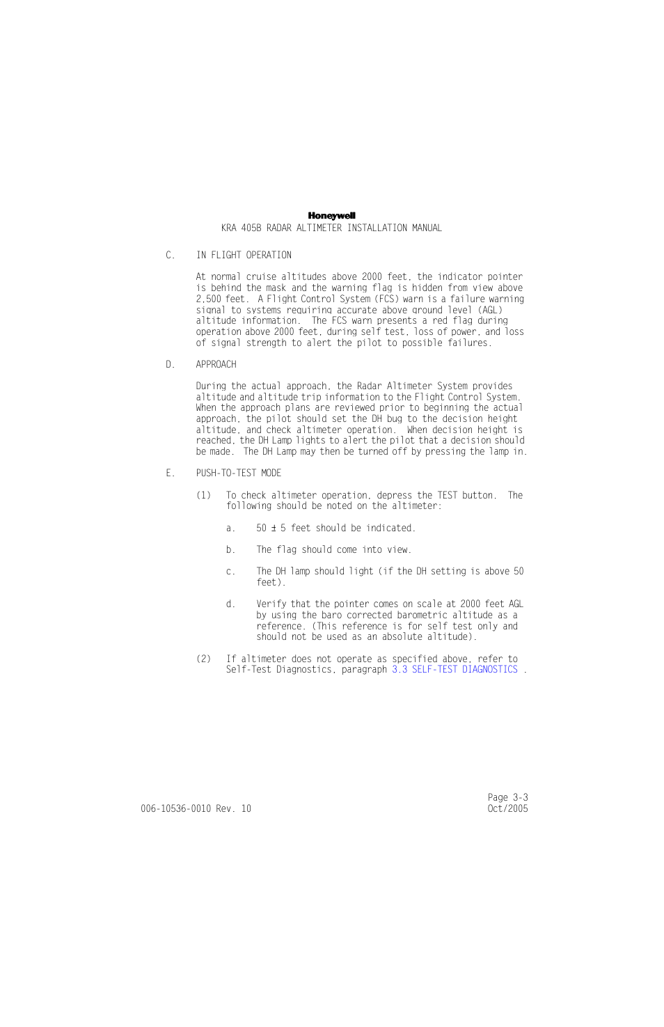 C. in flight operation, D. approach, E. push-to-test mode | C. in flight operation -3, D. approach -3 e. push-to-test mode -3 | Honeywell KA 54 User Manual | Page 68 / 77