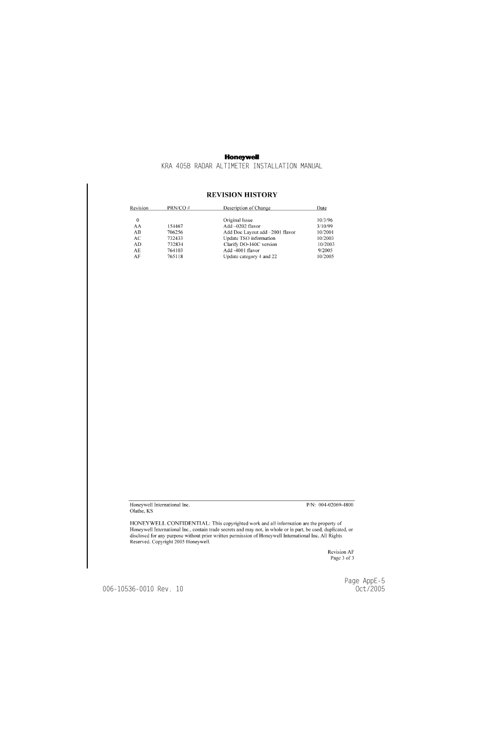 Honeywell KA 54 User Manual | Page 76 / 77