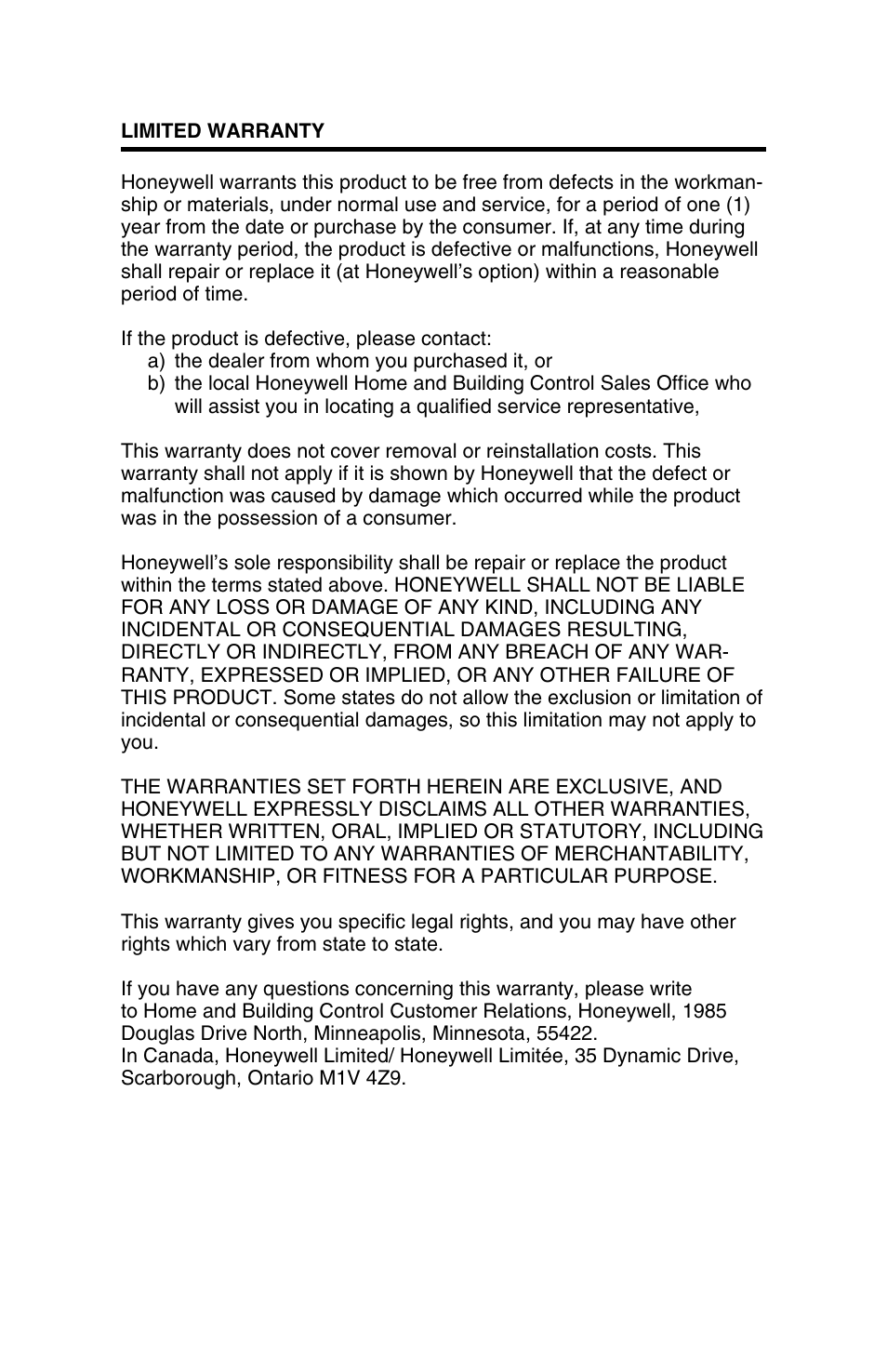 Honeywell HR230 User Manual | Page 15 / 16