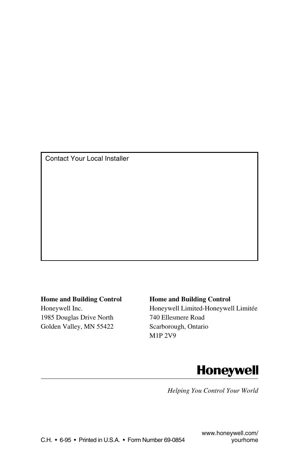 Honeywell HR230 User Manual | Page 16 / 16