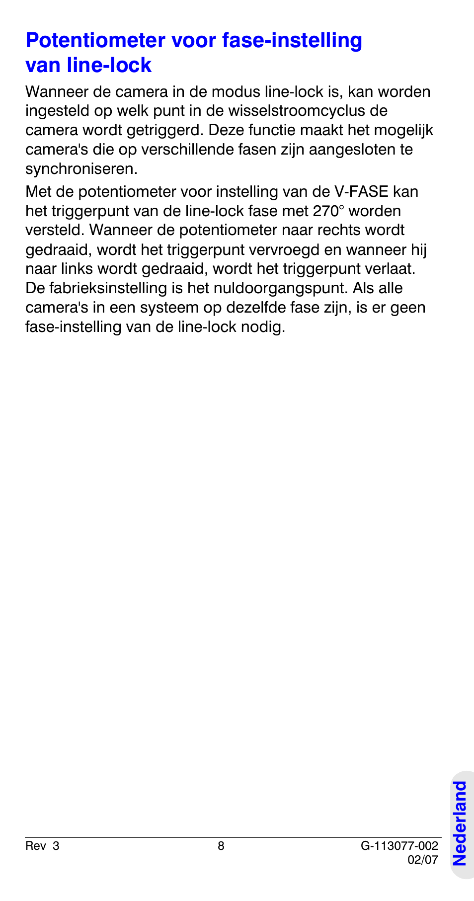 Potentiometer voor fase-instelling van line-lock | Honeywell HCC334L User Manual | Page 113 / 120