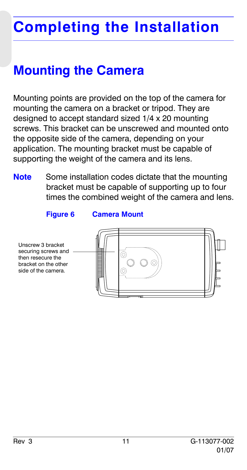 Completing the installation, Mounting the camera | Honeywell HCC334L User Manual | Page 16 / 120