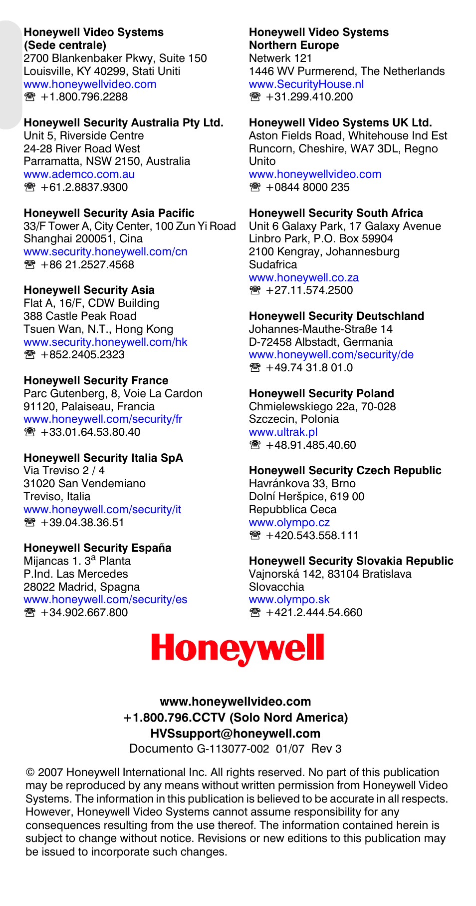 Honeywell HCC334L User Manual | Page 20 / 120