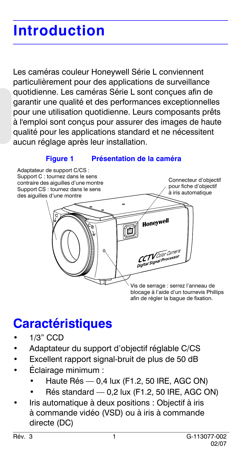 Introduction, Caractéristiques | Honeywell HCC334L User Manual | Page 26 / 120