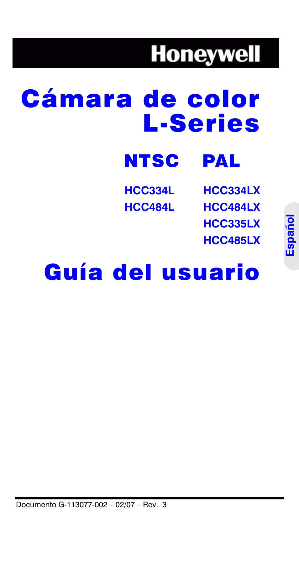 Cámara de color l-series, Guía del usuario, Ntsc pal | Honeywell HCC334L User Manual | Page 41 / 120