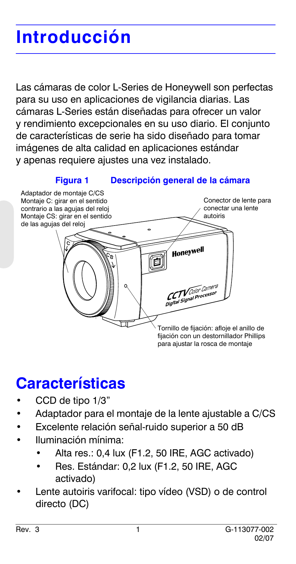 Introducción, Características | Honeywell HCC334L User Manual | Page 46 / 120