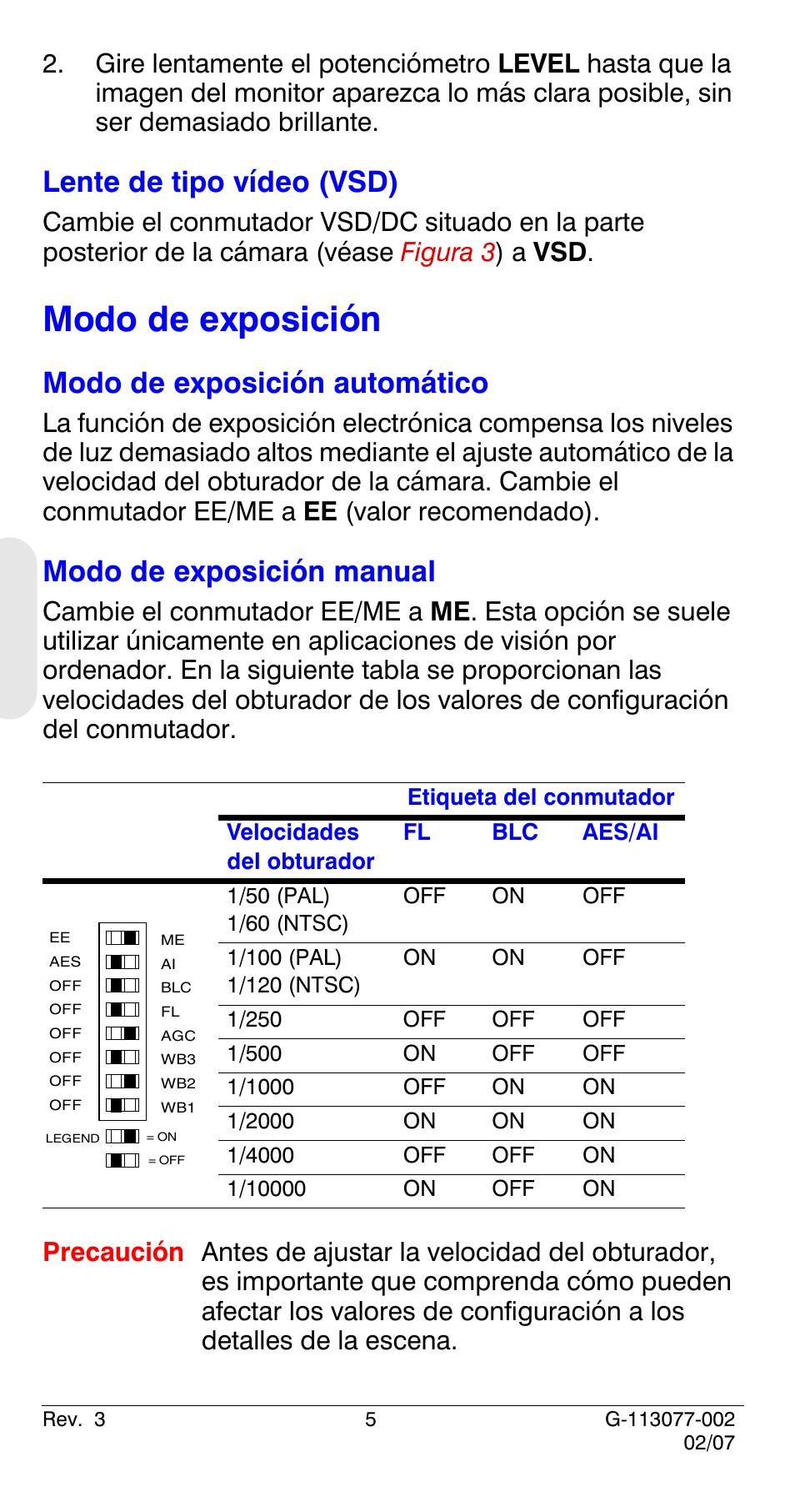 Modo de exposición, Lente de tipo vídeo (vsd), Consulte | Modo de, Modo de exposición automático, Modo de exposición manual | Honeywell HCC334L User Manual | Page 50 / 120