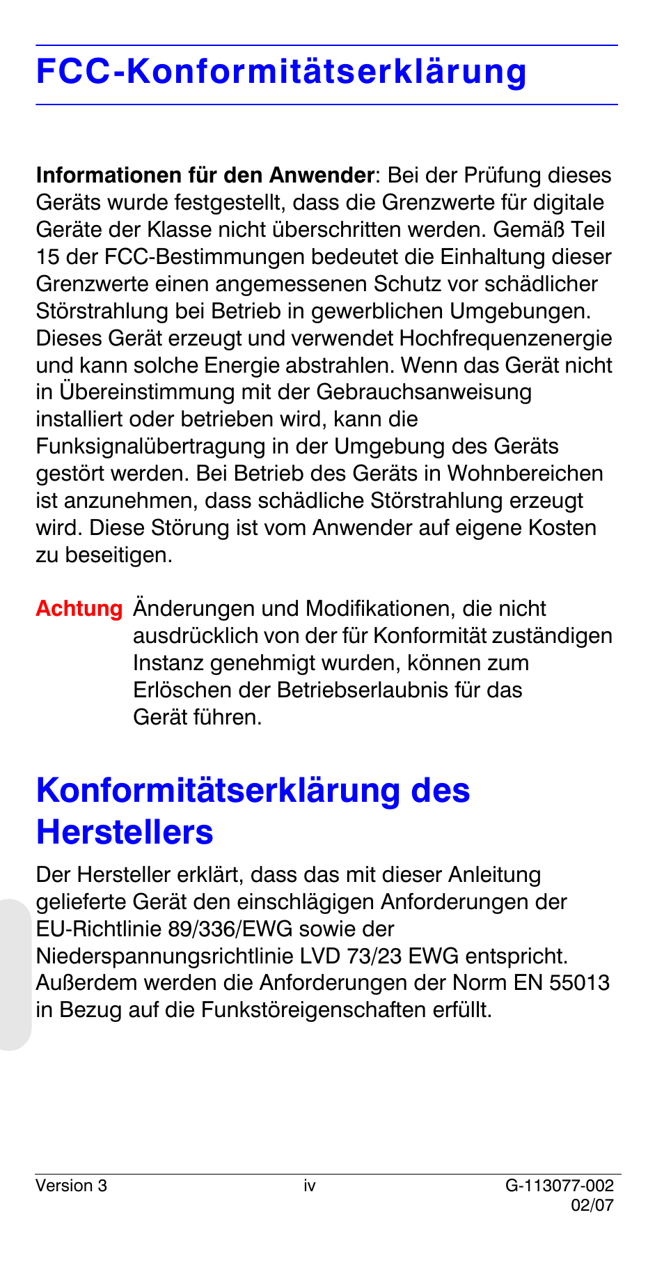 Fcc-konformitätserklärung, Konformitätserklärung des herstellers | Honeywell HCC334L User Manual | Page 84 / 120