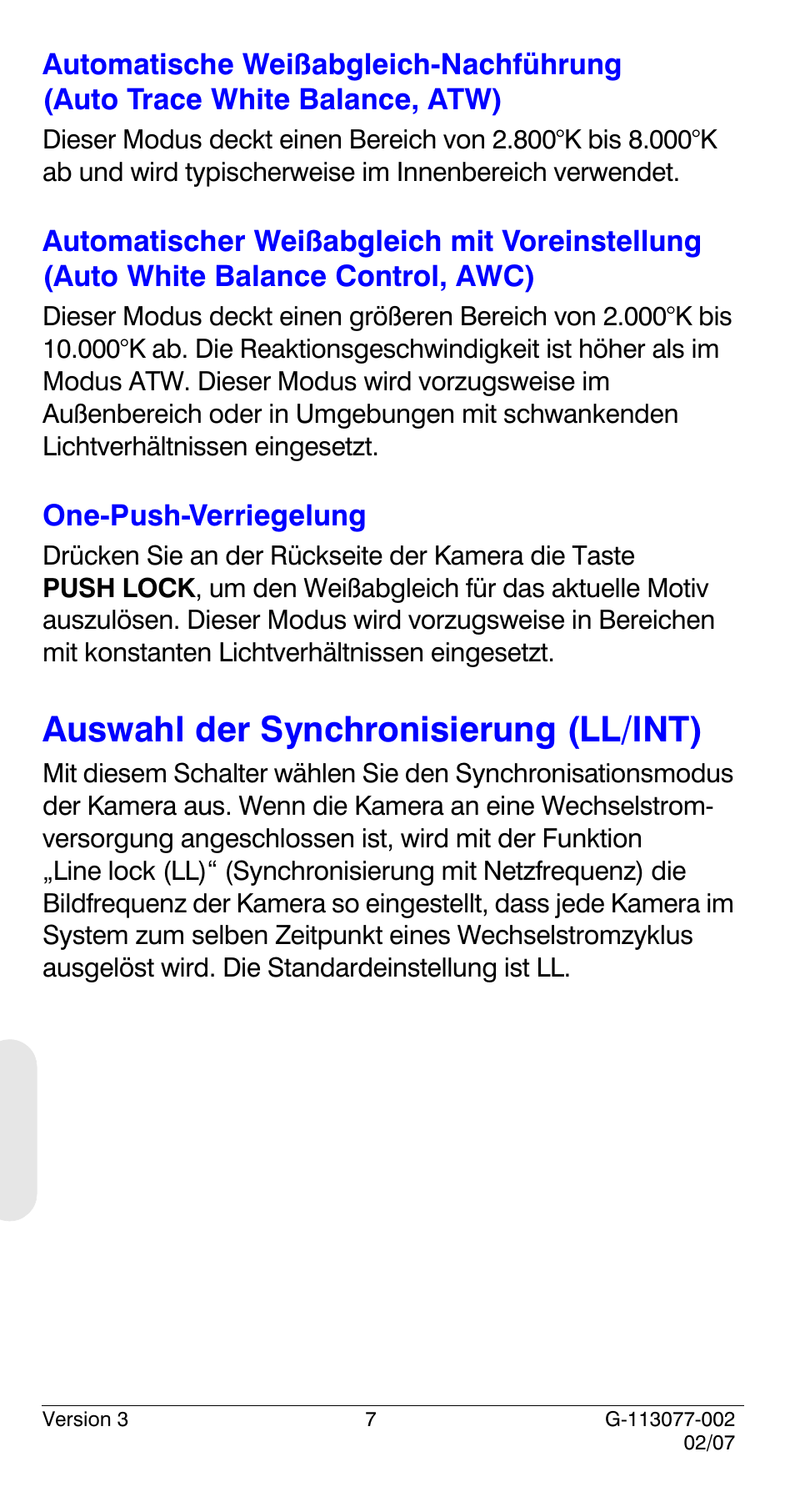Auswahl der synchronisierung (ll/int) | Honeywell HCC334L User Manual | Page 92 / 120