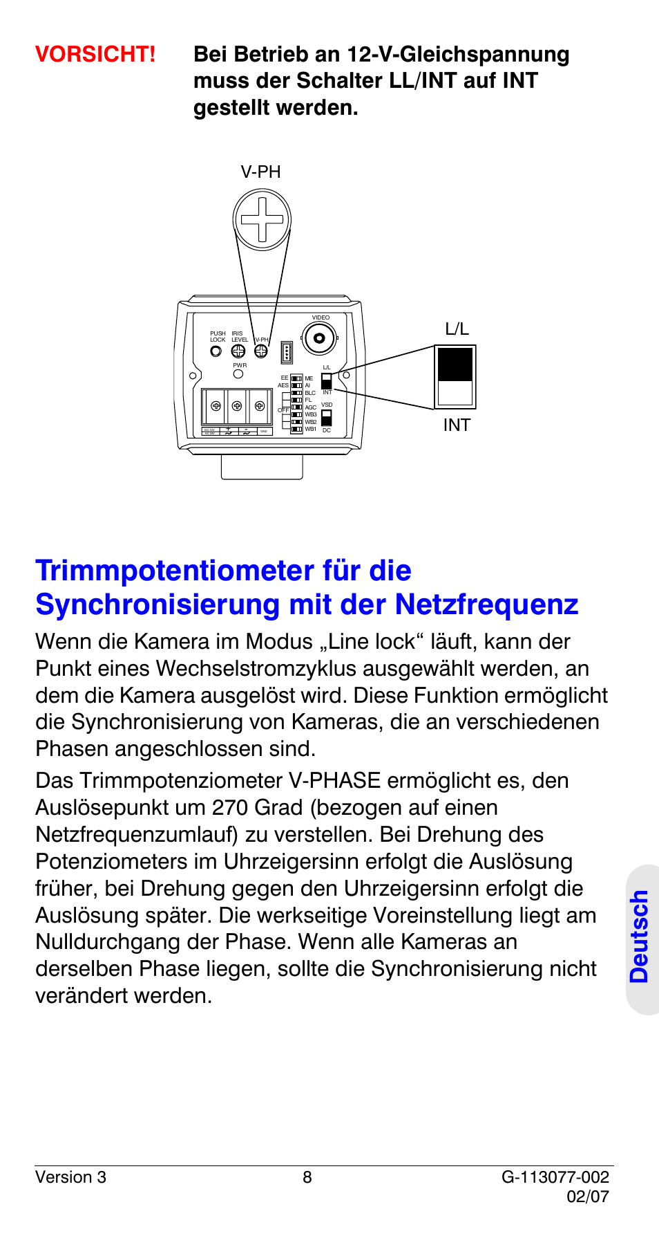 Deutsch, L/l int v-ph | Honeywell HCC334L User Manual | Page 93 / 120