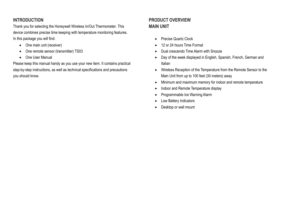 Honeywell TE109NL User Manual | Page 2 / 10