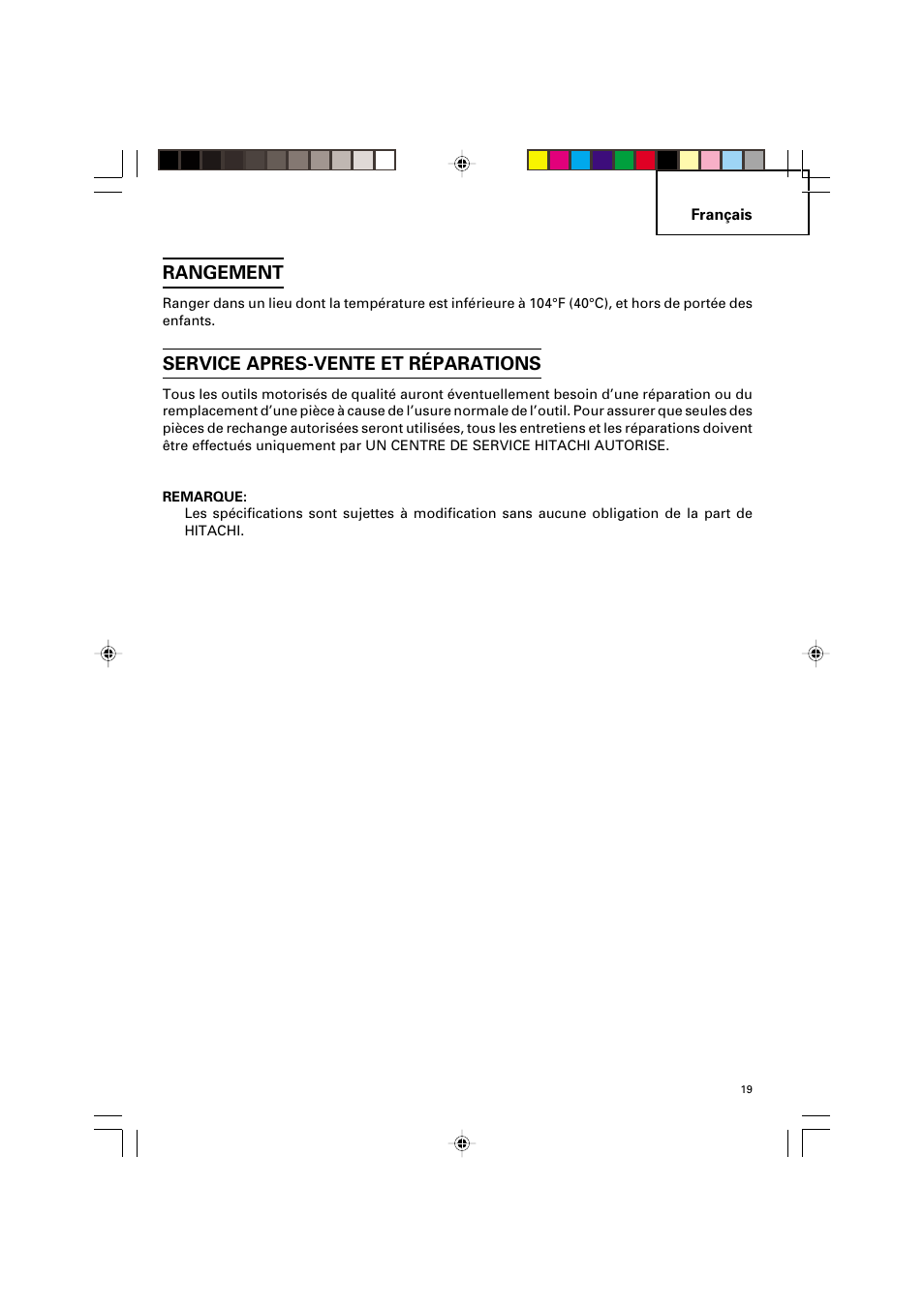 Rangement, Service apres-vente et réparations | Honeywell UC 14SD User Manual | Page 19 / 32