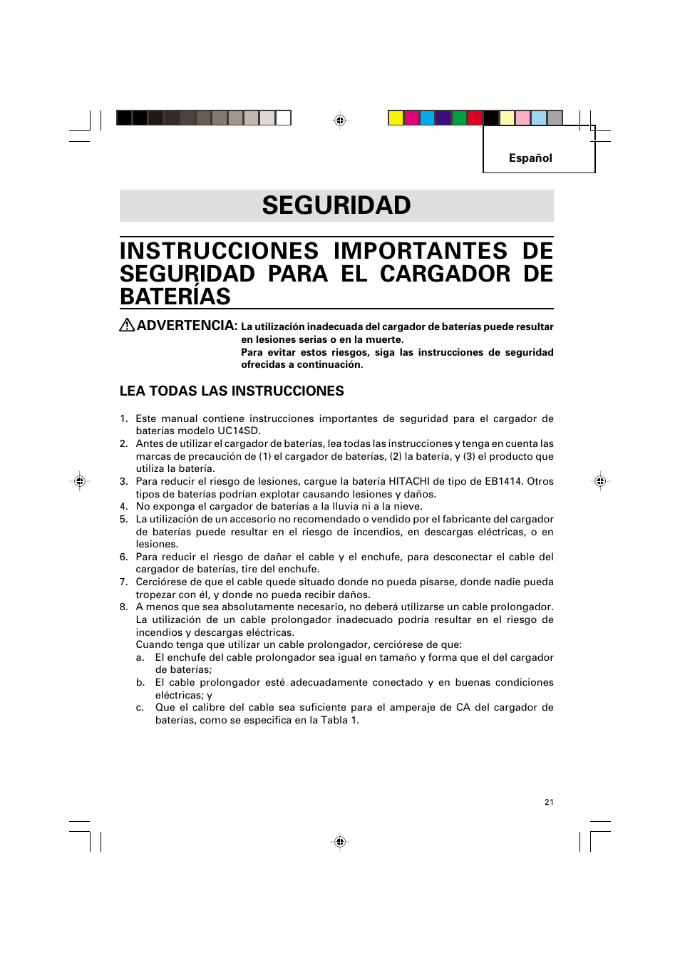 Seguridad | Honeywell UC 14SD User Manual | Page 21 / 32