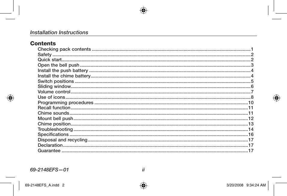 Honeywell RCWL330A User Manual | Page 2 / 60