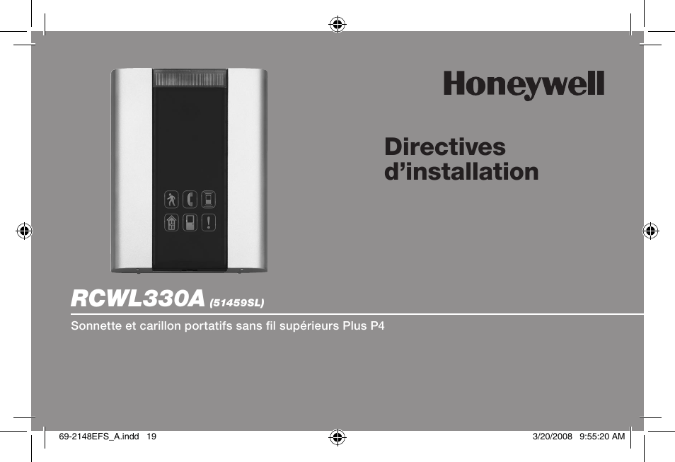 Directives d’installation, Rcwl330a | Honeywell RCWL330A User Manual | Page 21 / 60