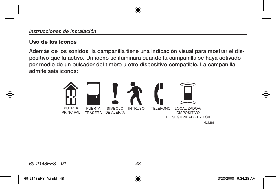 Instrucciones de instalación | Honeywell RCWL330A User Manual | Page 50 / 60