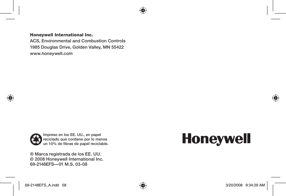Honeywell RCWL330A User Manual | Page 60 / 60