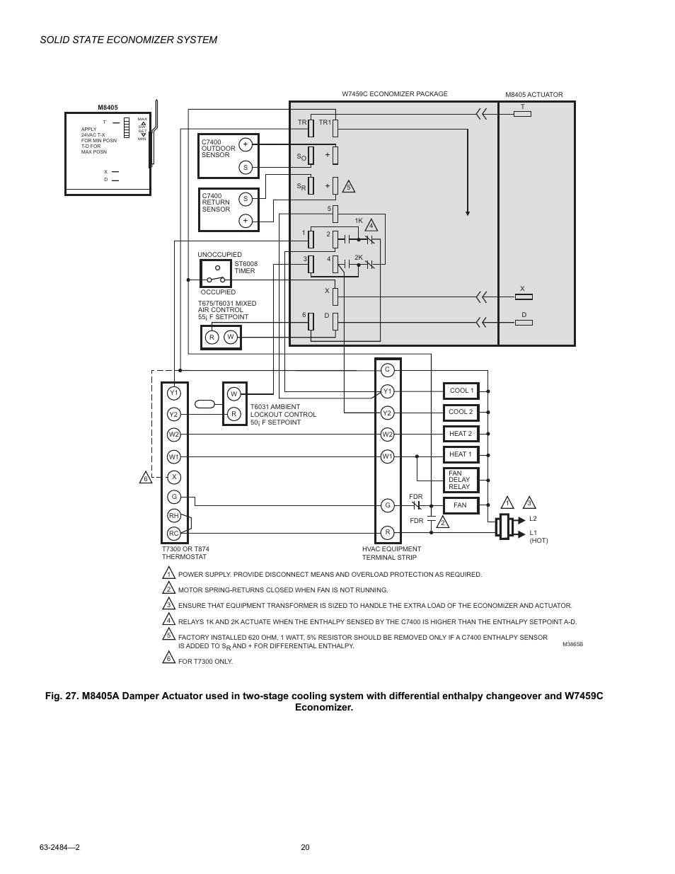 Solid state economizer system | Honeywell M8405 User Manual | Page 20 / 32