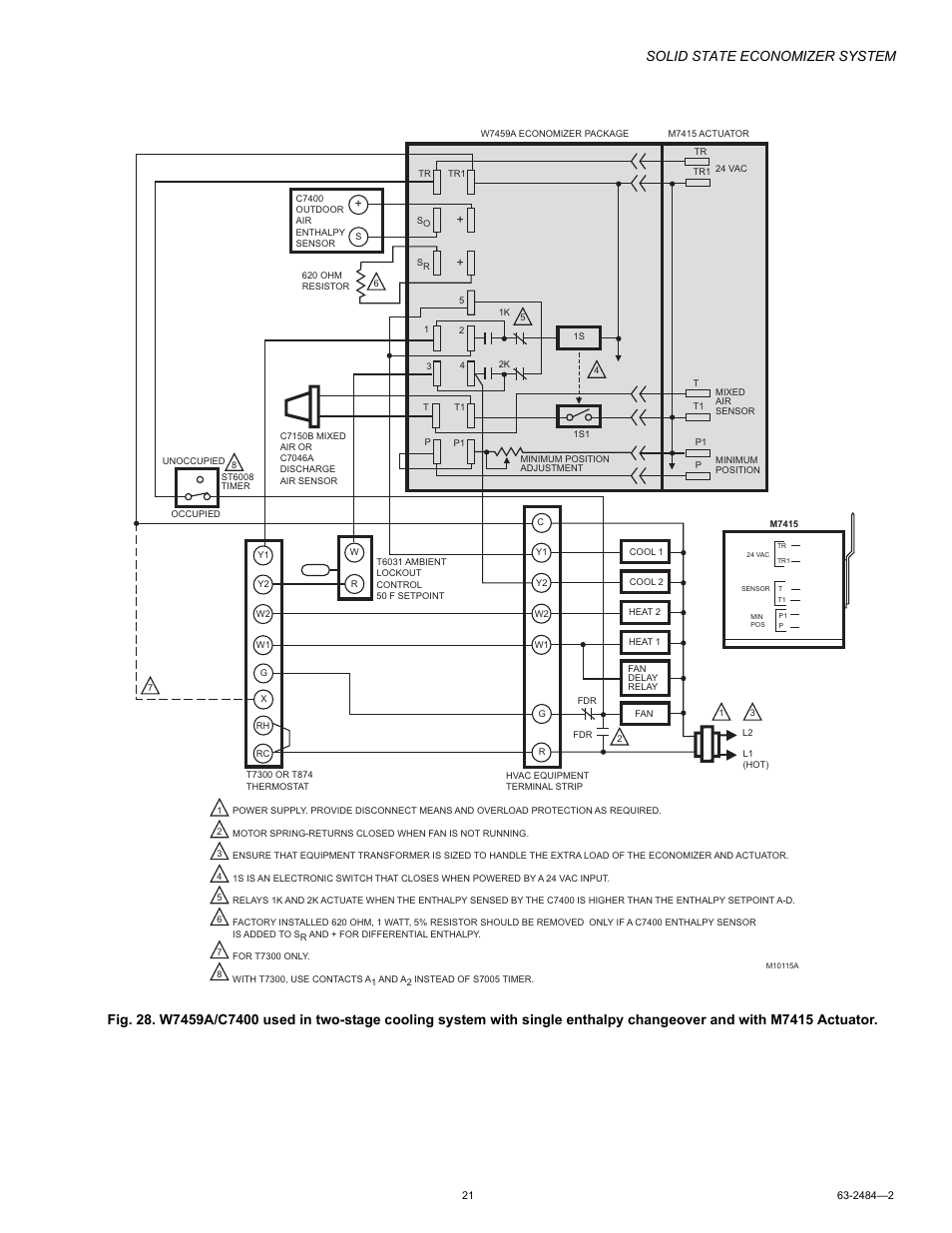 Solid state economizer system | Honeywell M8405 User Manual | Page 21 / 32