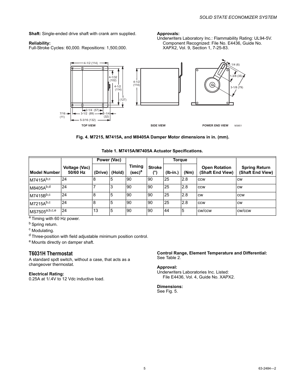 T6031h thermostat | Honeywell M8405 User Manual | Page 5 / 32