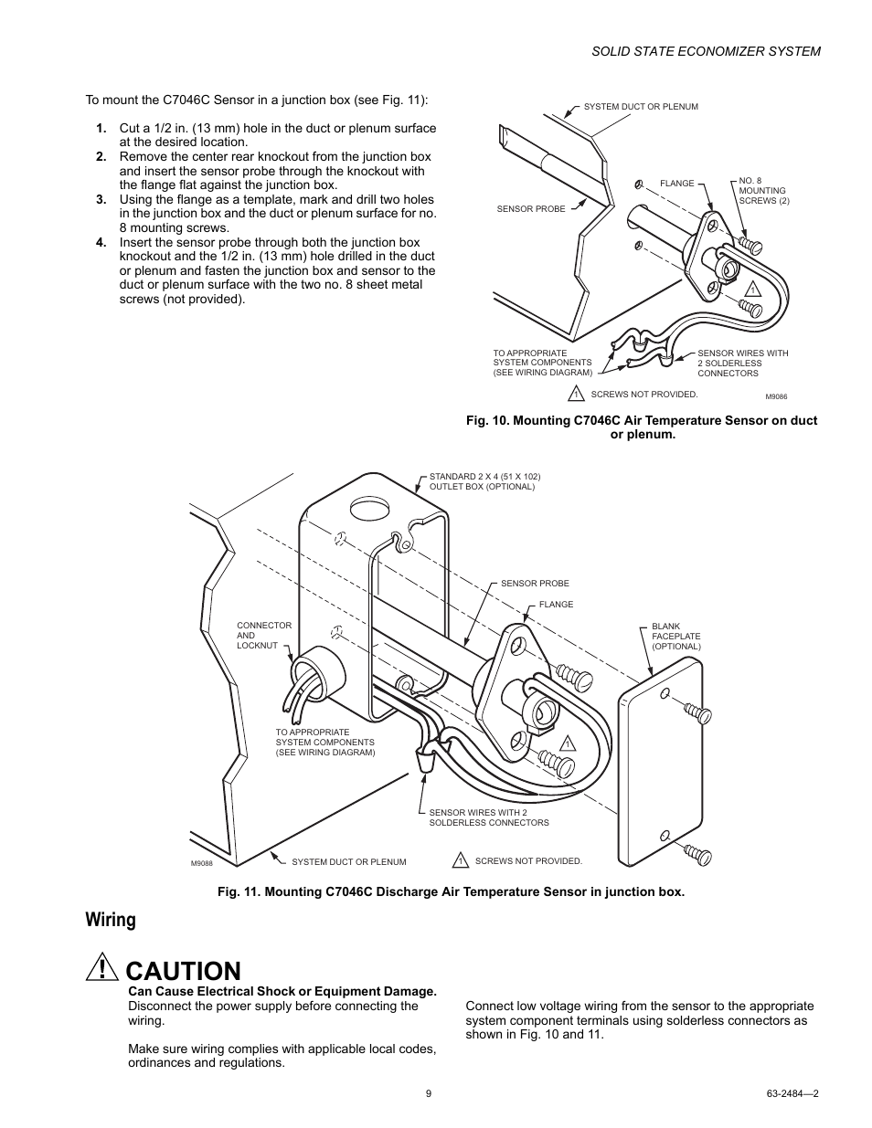 Wiring, Caution | Honeywell M8405 User Manual | Page 9 / 32