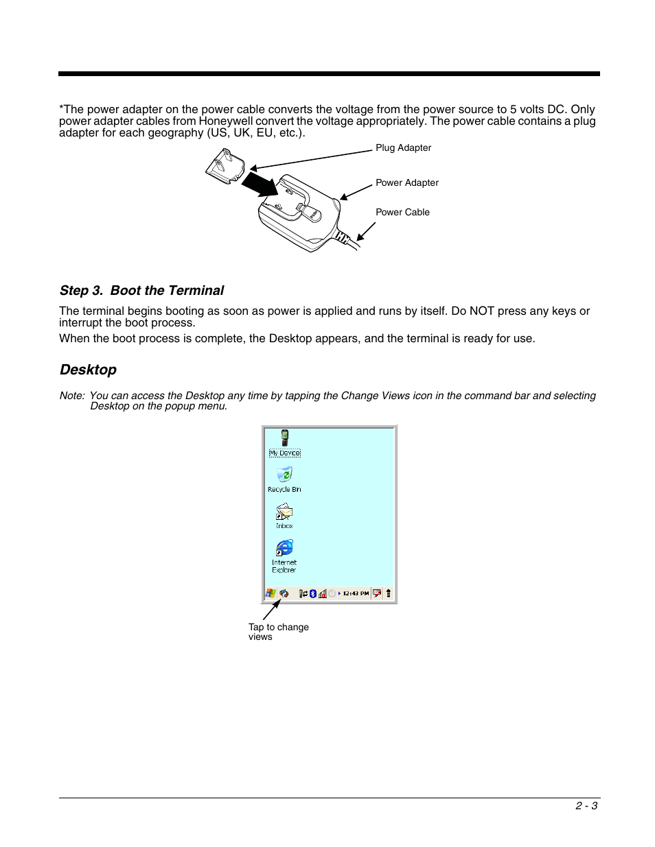 Desktop, Desktop -3 | Honeywell DOLPHIN 6500 User Manual | Page 13 / 76